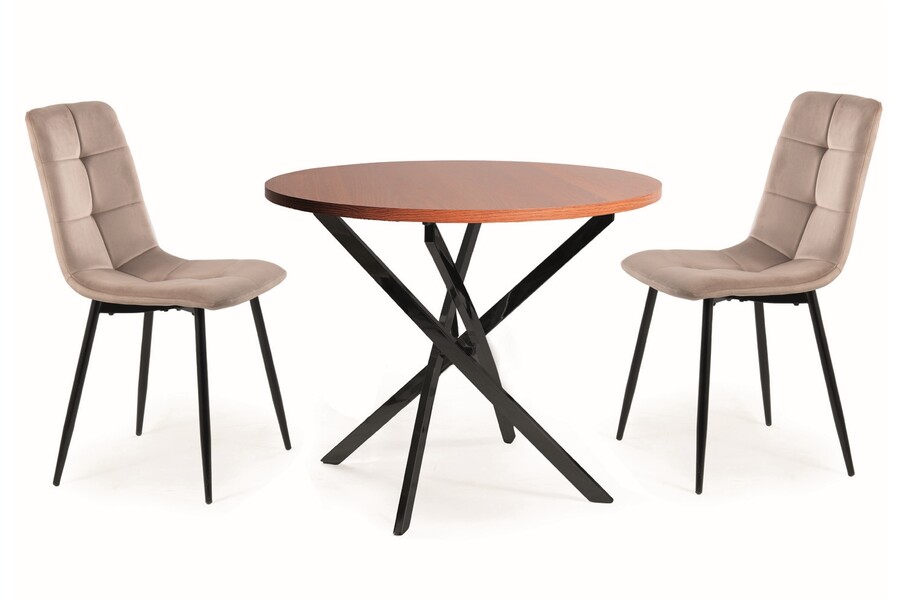 Кръгла маса – орех/черна