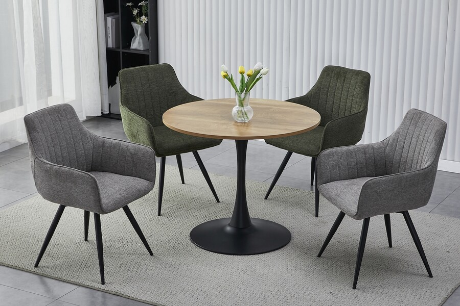 Кръгла маса 90 – дъб/черен мат