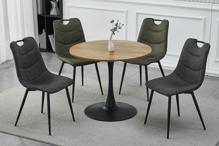 Кръгла маса 90 – дъб/черен мат