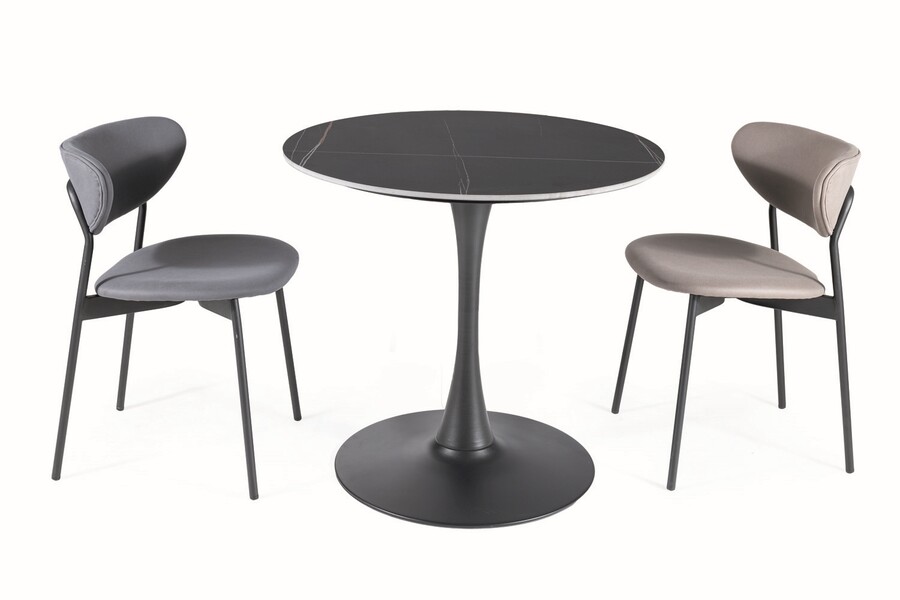 Кръгла маса – черен мрамор/матово черно