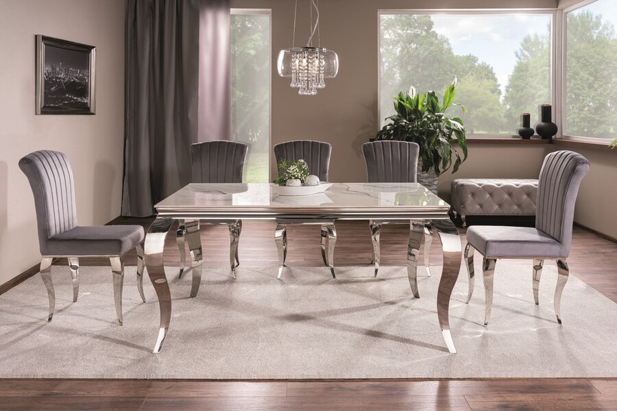 Керамична маса 180×90 – бял мрамор/хром