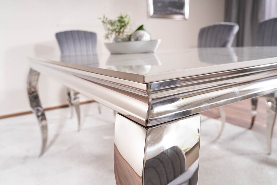 Керамична маса 180×90 – бял мрамор/хром