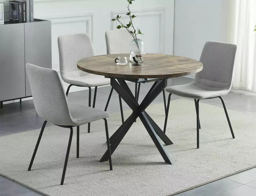 Разтегателна маса 100/135×100 – винтидж орех/матово черно