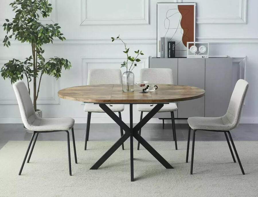 Разтегателна маса 100/135×100 – винтидж орех/матово черно