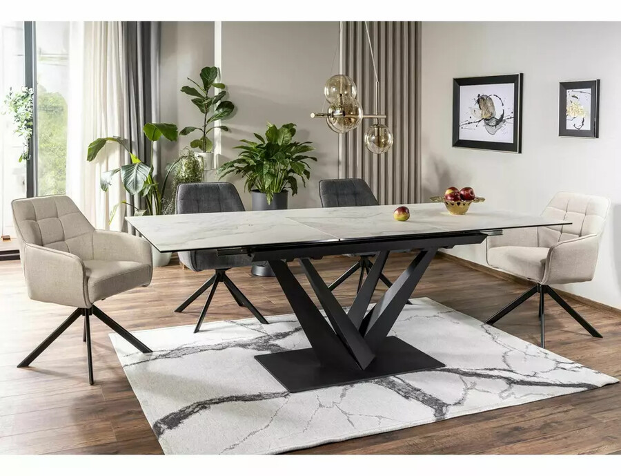 Разтегателна маса 160/220×90 – бяло/черно мат