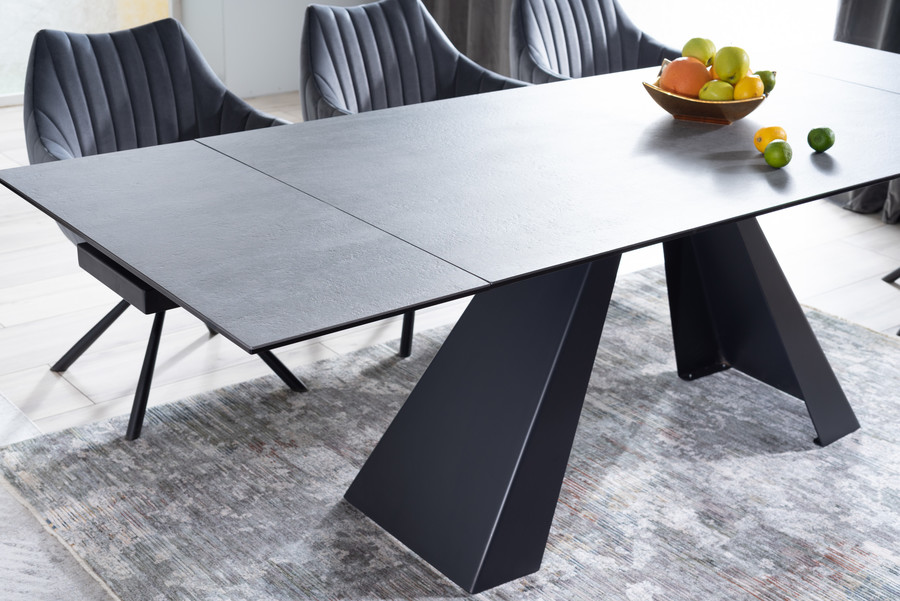 Разтегателна маса 160/240×90 – сив мрамор/черно мат