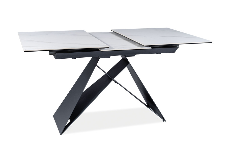 Трапезарна разтегателна маса 120 / 160×80см – бял/черен мат
