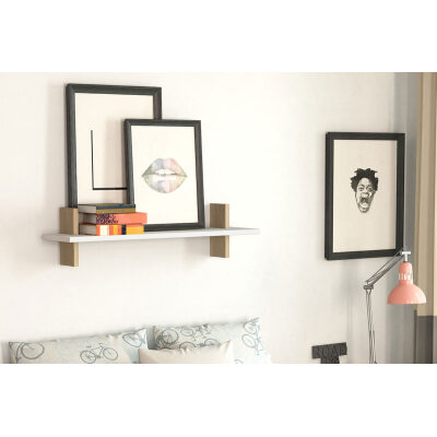 Стенен рафт цвят дъб и бяло