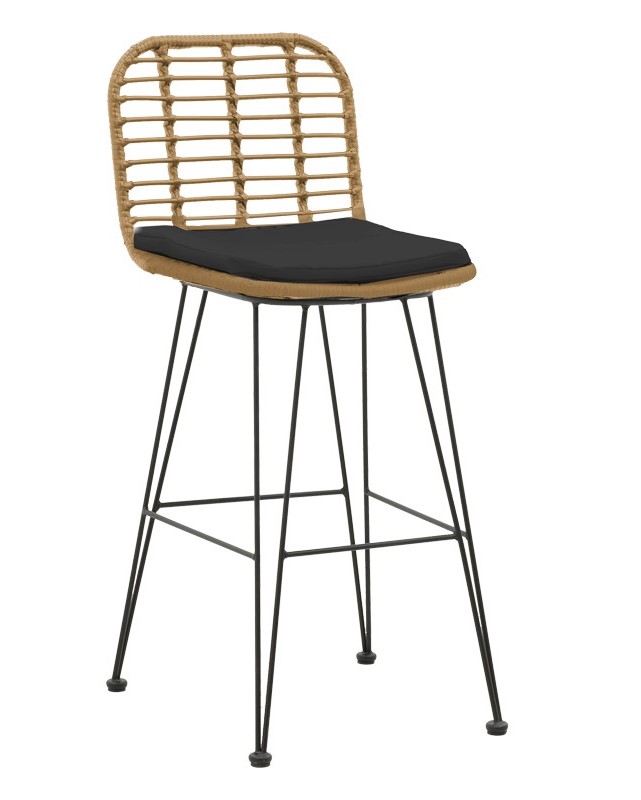 Бар стол цвят черен-натурал