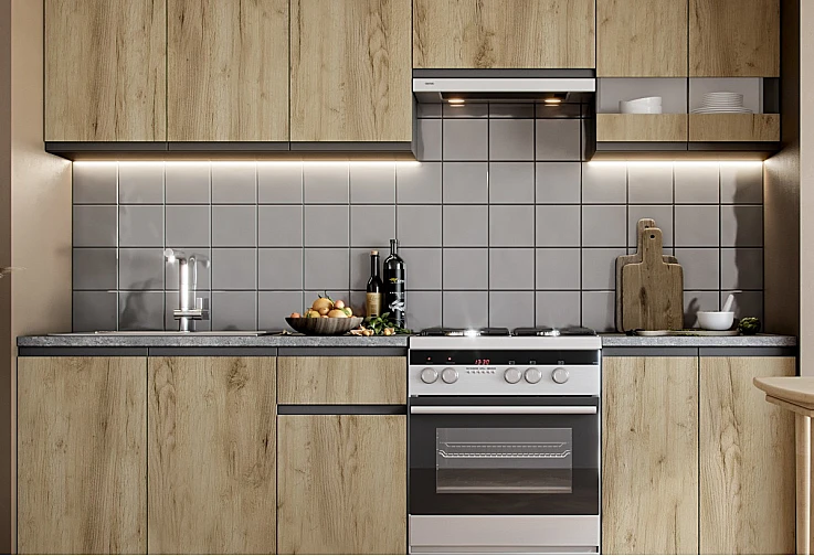 Блок кухня Катарина 2.40 м златен дъб крафт / графит