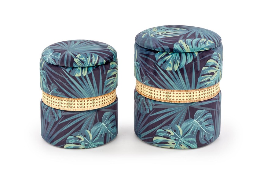 Комплект от 2 табуретки с контейнер – многоцветен