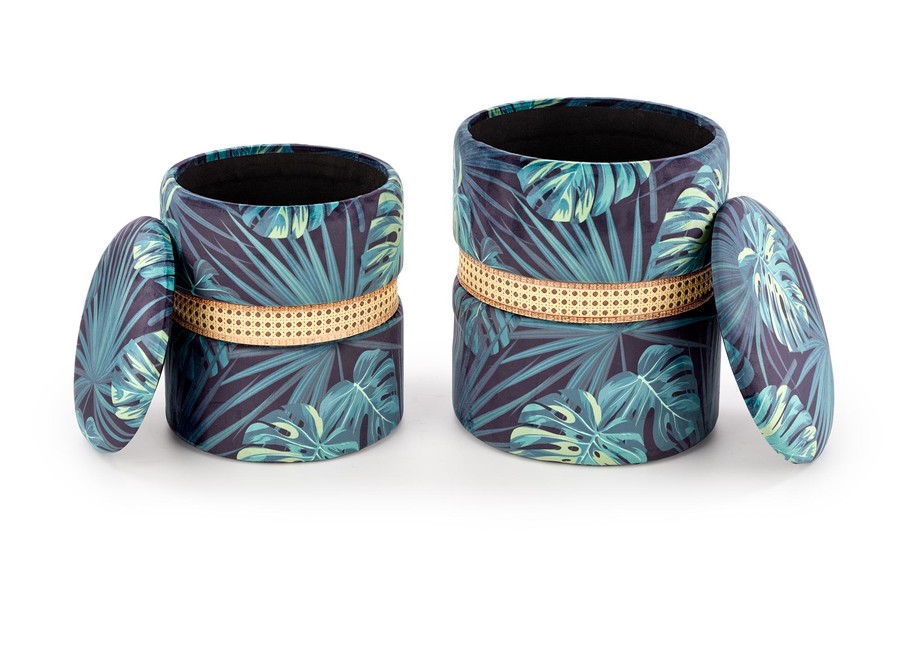 Комплект от 2 табуретки с контейнер – многоцветен