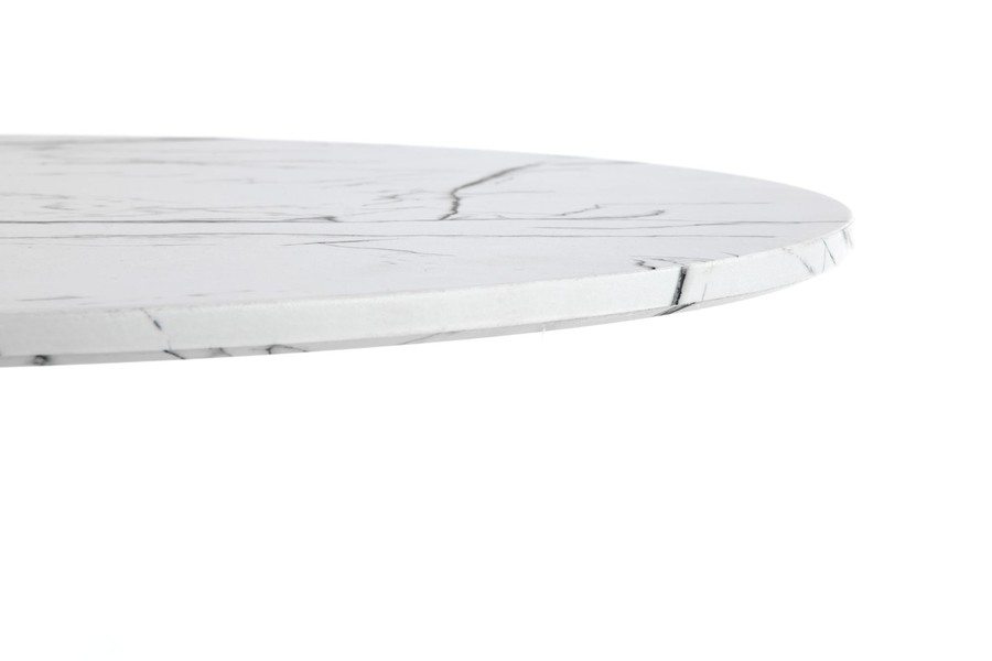 Кръгла маса 80 см – бял мрамор / бяла
