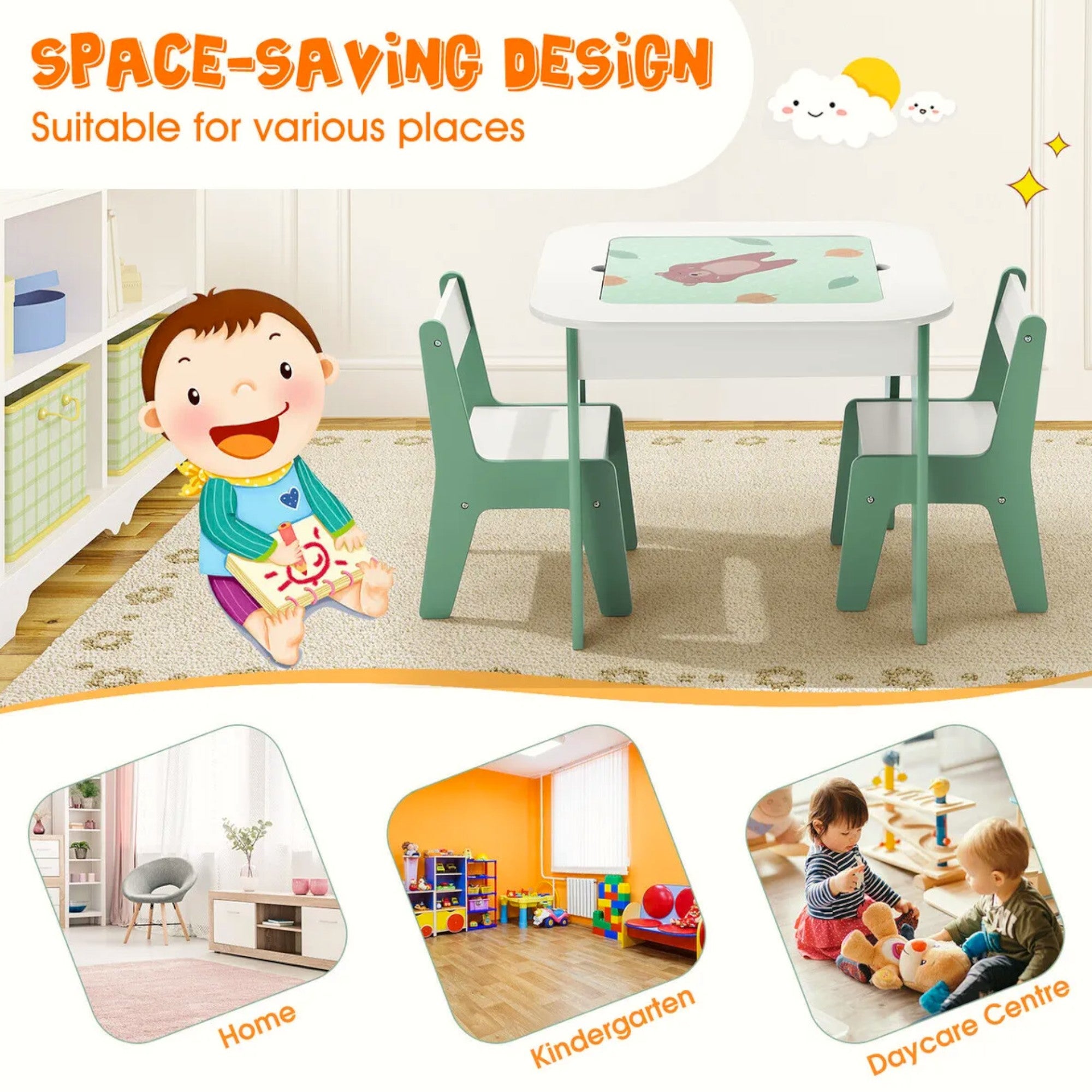 Детска Масичка със Столчета 4 в 1 GINGER HOME