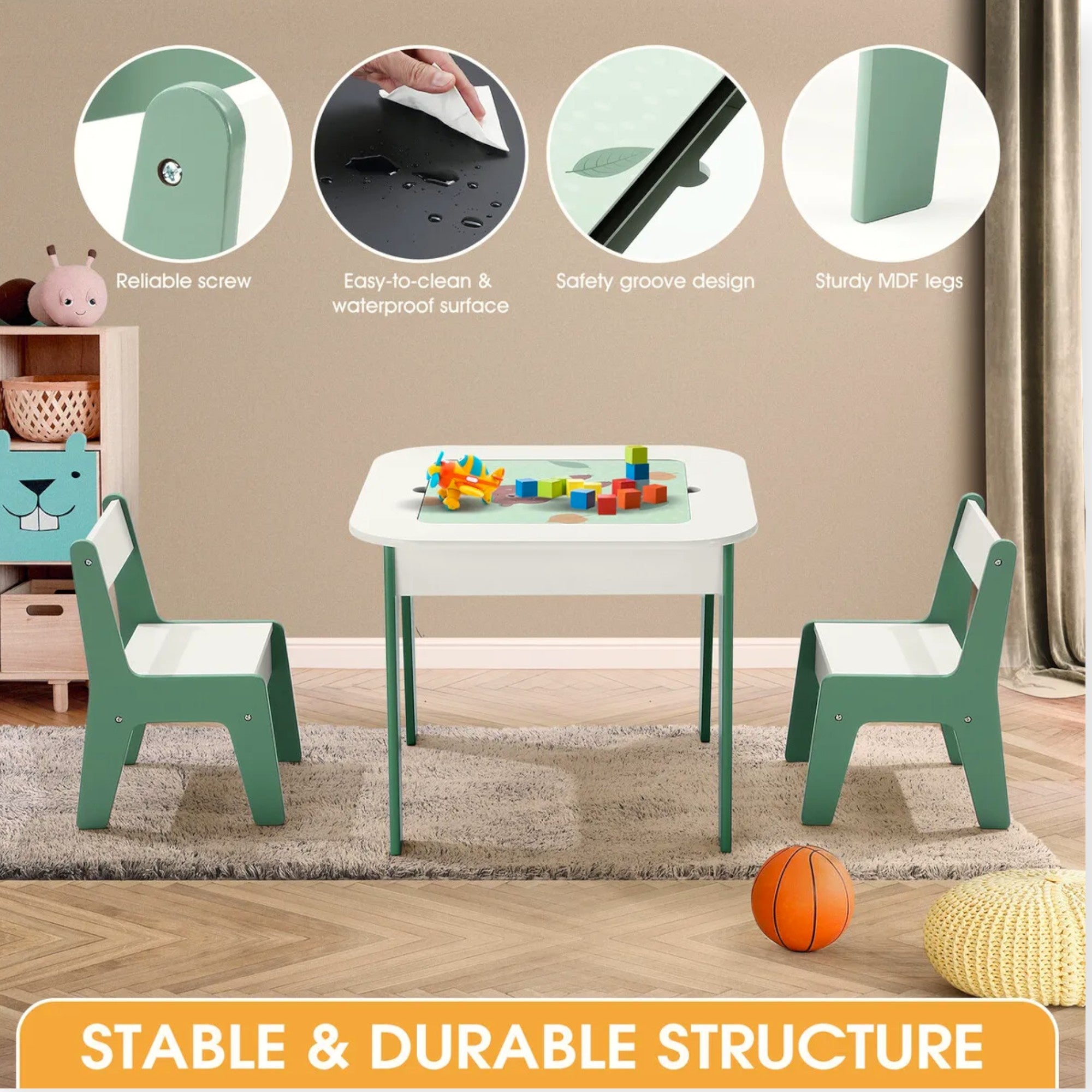 Детска Масичка със Столчета 4 в 1 GINGER HOME