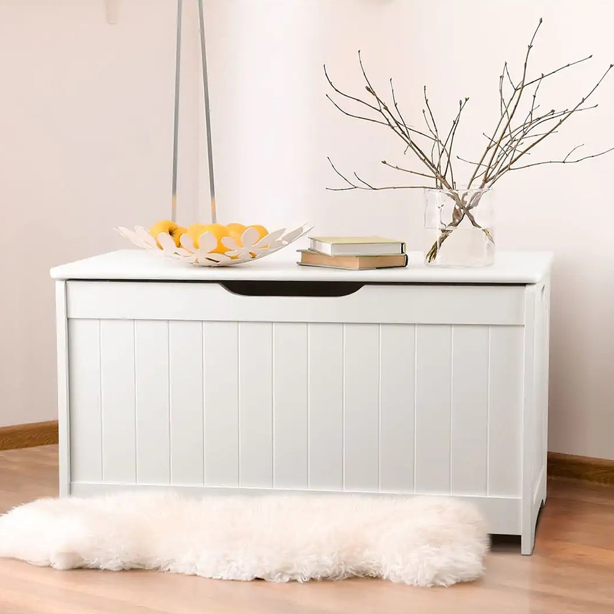 Детска Ракла за Играчки и Пейка 2 в 1 GINGER HOME Дървена JWTR-3086 WHITE