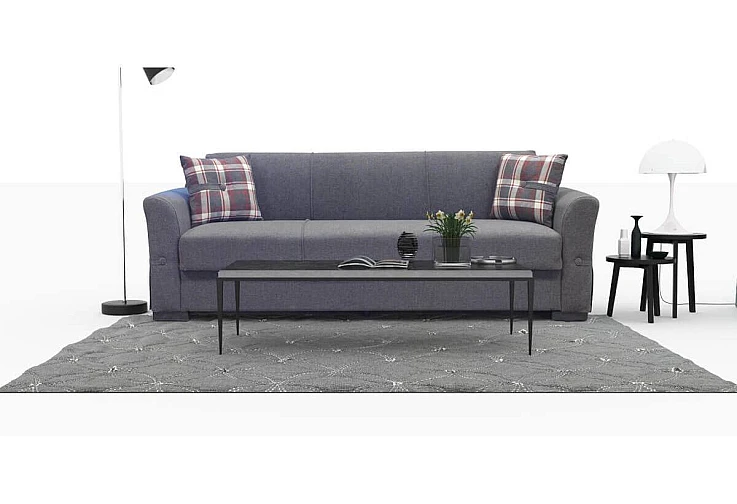 Диван FELIPE тройка разтегателен тъмносив