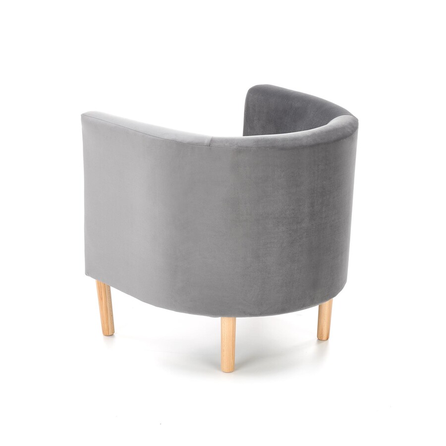 Кадифено кресло – сиво / естествено