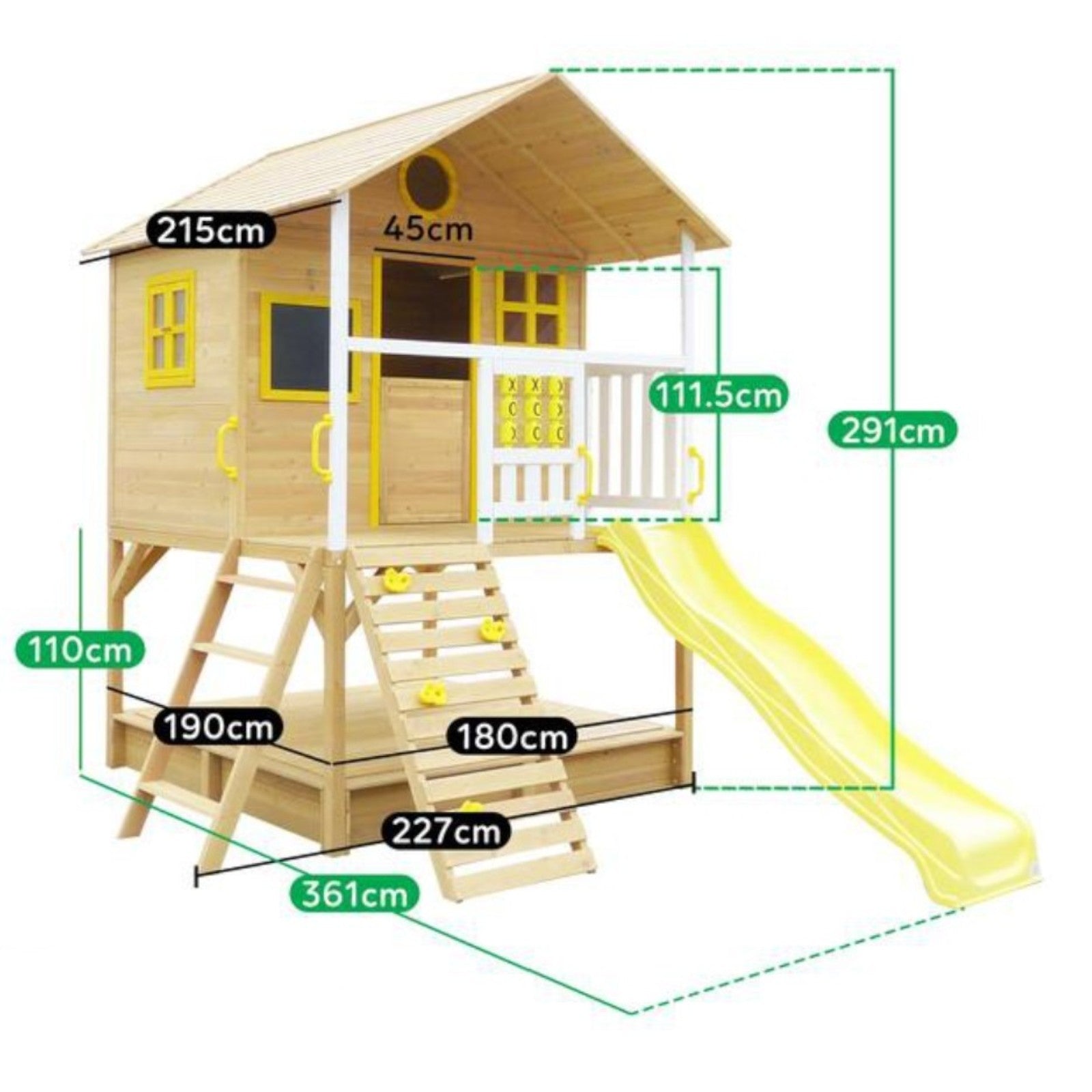 Голяма Детска Къща GINGER HOME с Пясъчник и Пързалка