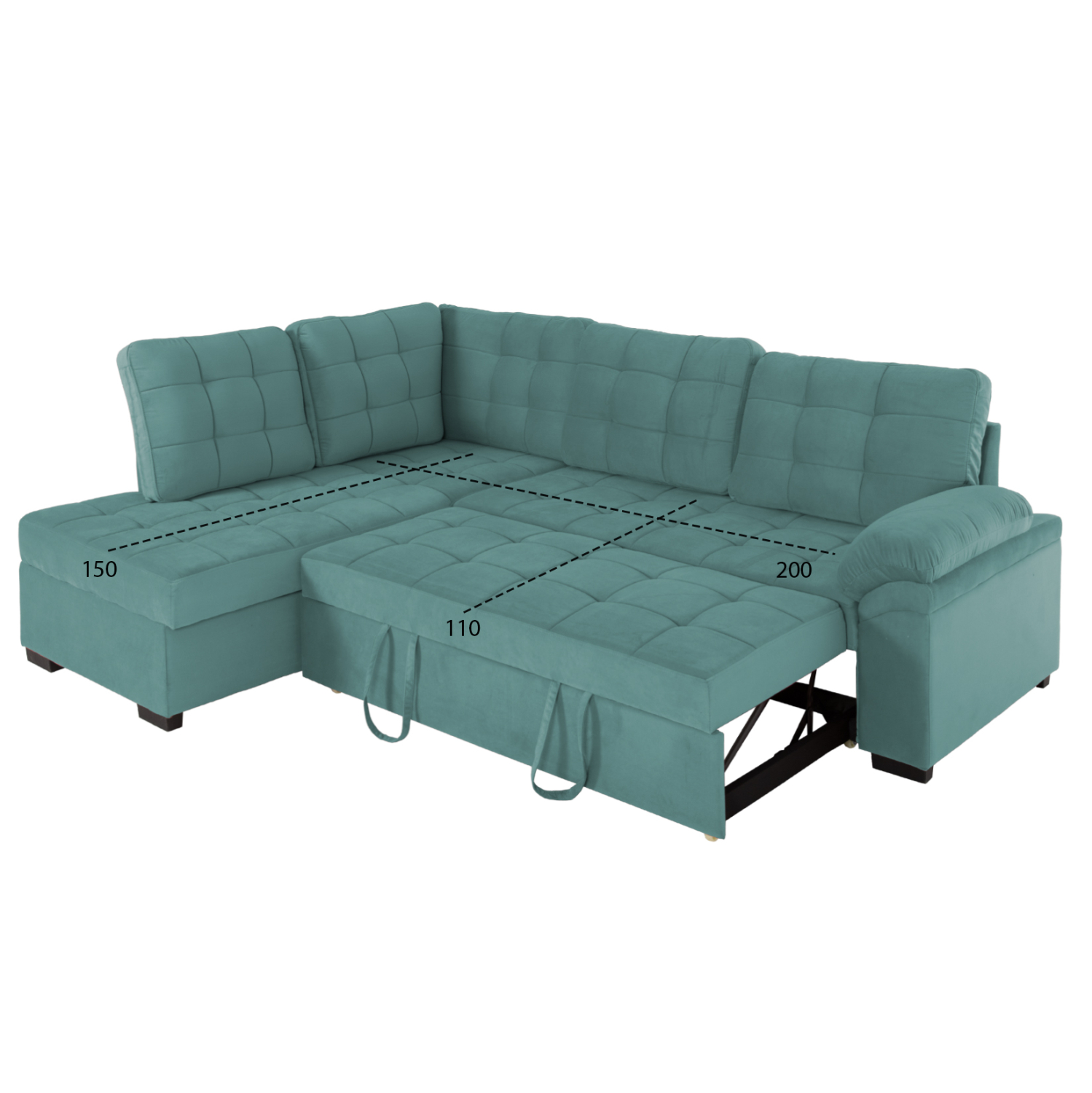 Диван ляв ъгъл цвят мента