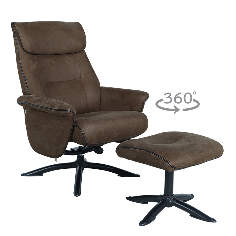 Кресло с табуретка - кафяво