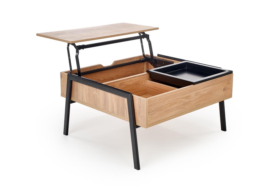 Маса с повдигащ плот – натурален/черен