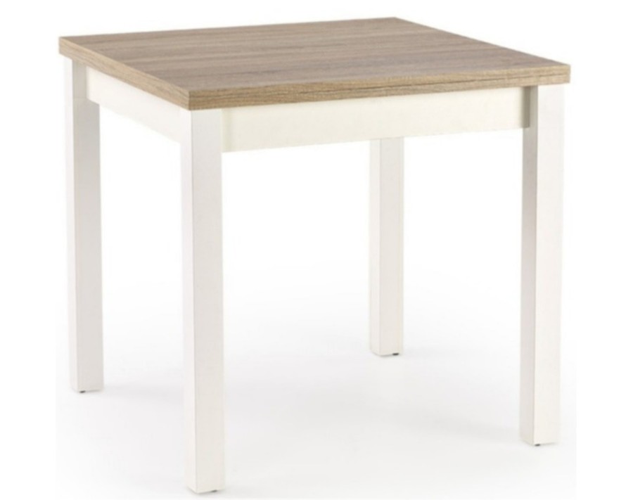 80×80 разтегателна маса – бял/дъб сонома