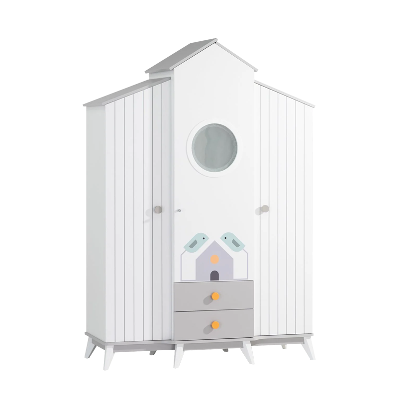 Трикрилен детски гардероб BIRD HOUSE