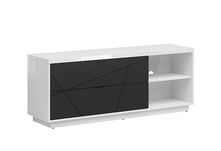 ТВ шкаф FORN RTV2S бял гланц / черно мат
