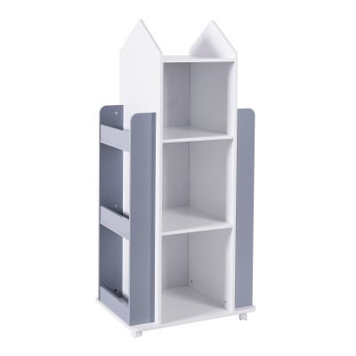 Дървена - за Съхранение на Книги и Играчки WHITE/GRAY