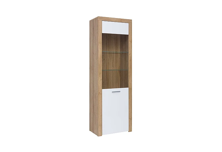 Висока витрина BALDER REG1W дъб ривиера / бял гланц