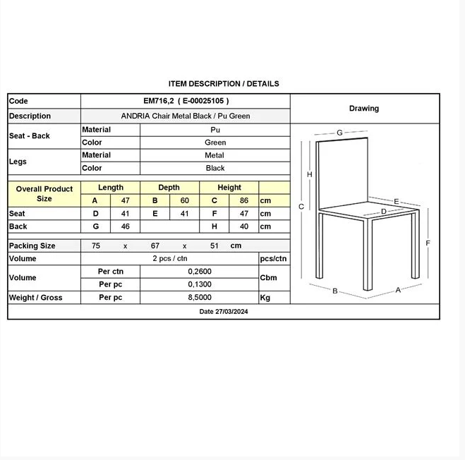 Стол  зелен цвят