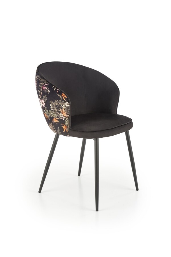 Велурен стол – черен/многоцветен