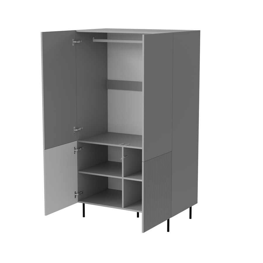 Гардероб – светло сиво/черно