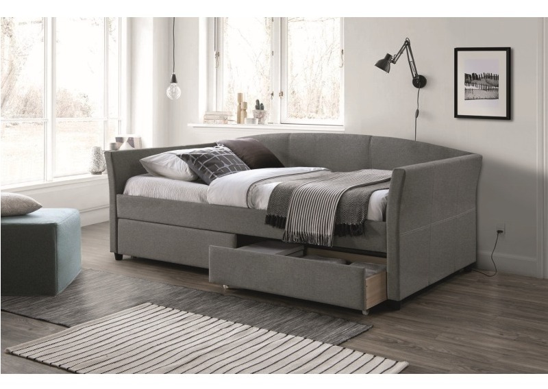 Единично легло с чекмеджета 90х200см – сив