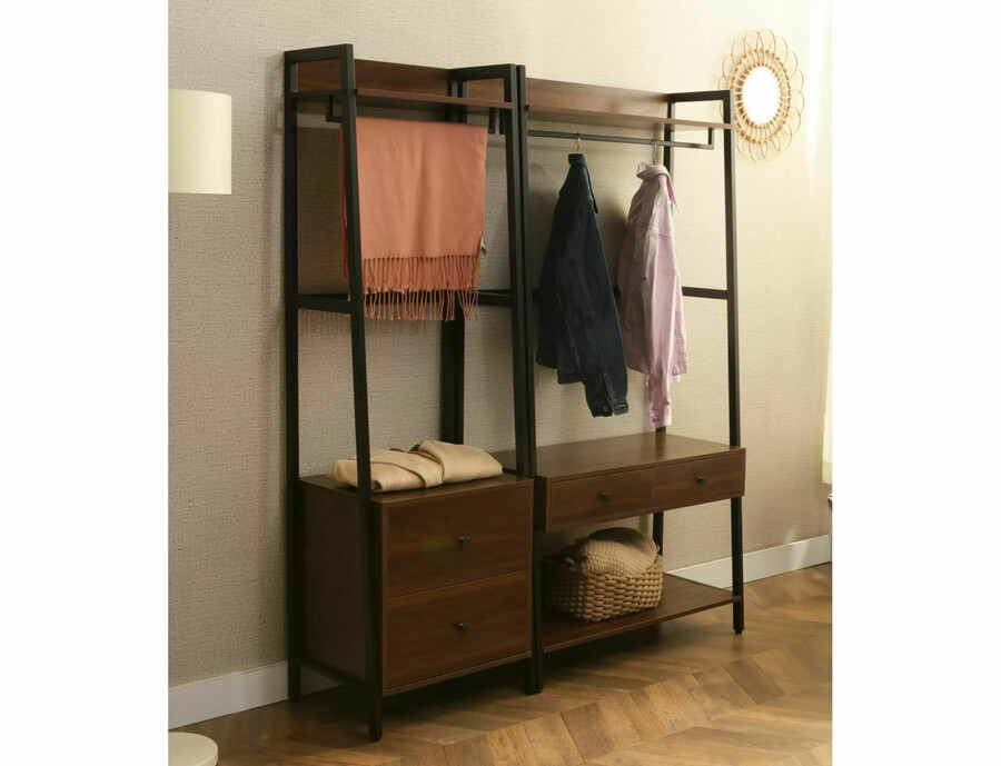 Гардероб – орех/черен