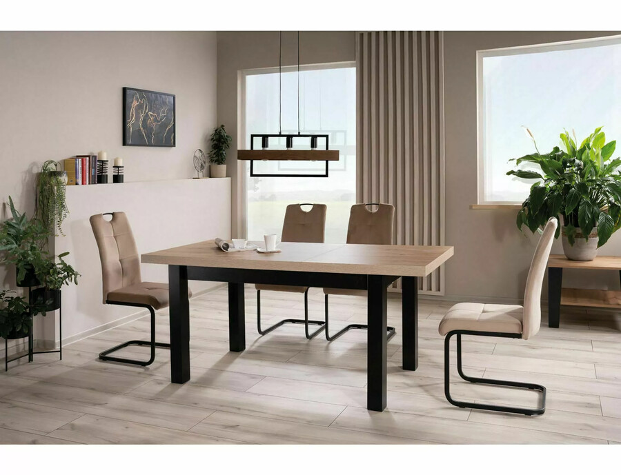 Разтегателна маса 140/218×80 – занаятчийски дъб/черно