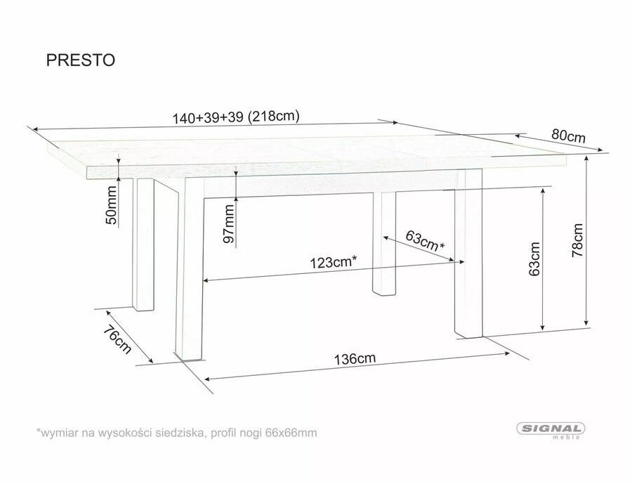 Разтегателна маса 140/218×80 – занаятчийски дъб/черно