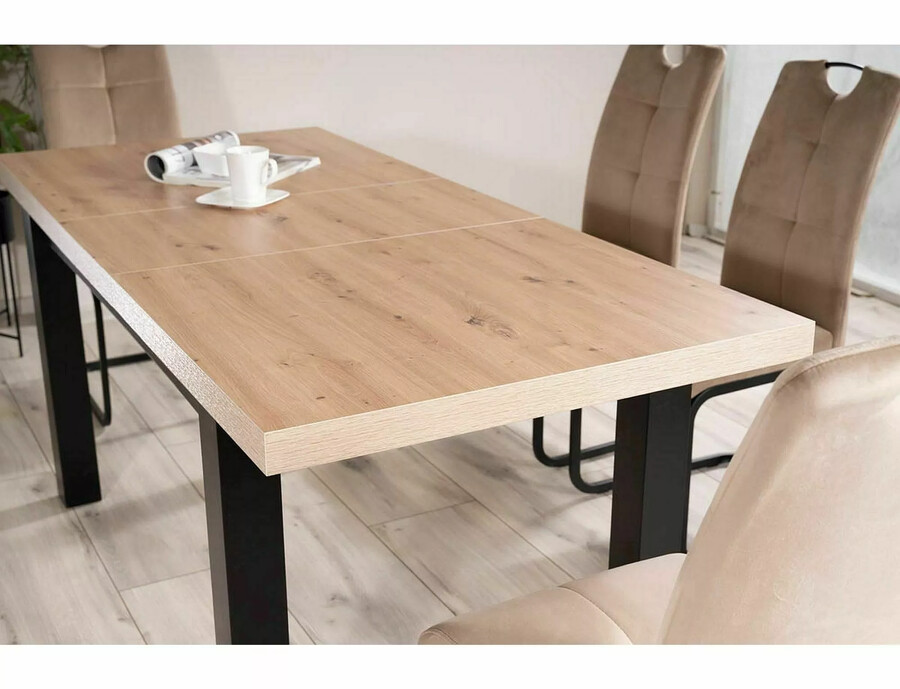 Разтегателна маса 140/218×80 – занаятчийски дъб/черно