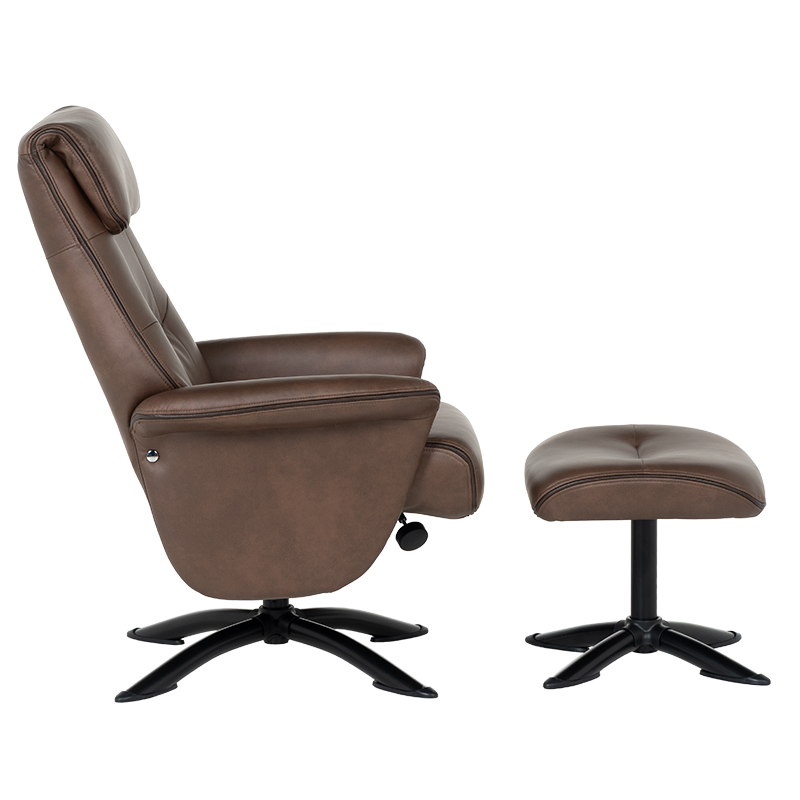 Кресло с табуретка – кафяво