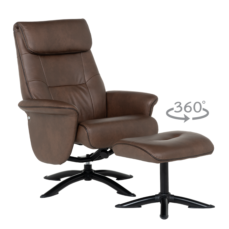 Кресло с табуретка – кафяво