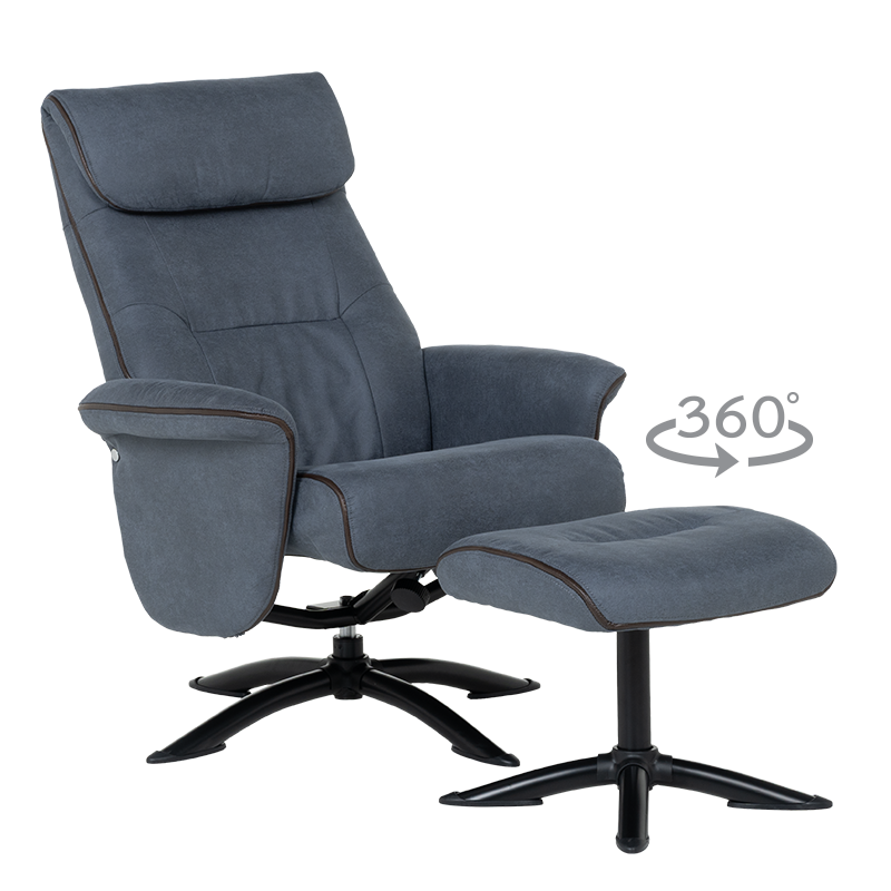 Кресло с табуретка EMA – синьо