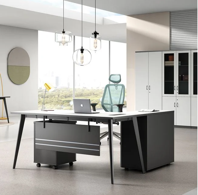 Бюро обратим ъгъл цвят бял-сив