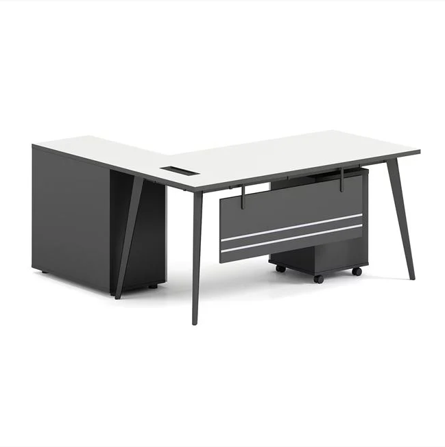 Бюро обратим ъгъл цвят бял-сив