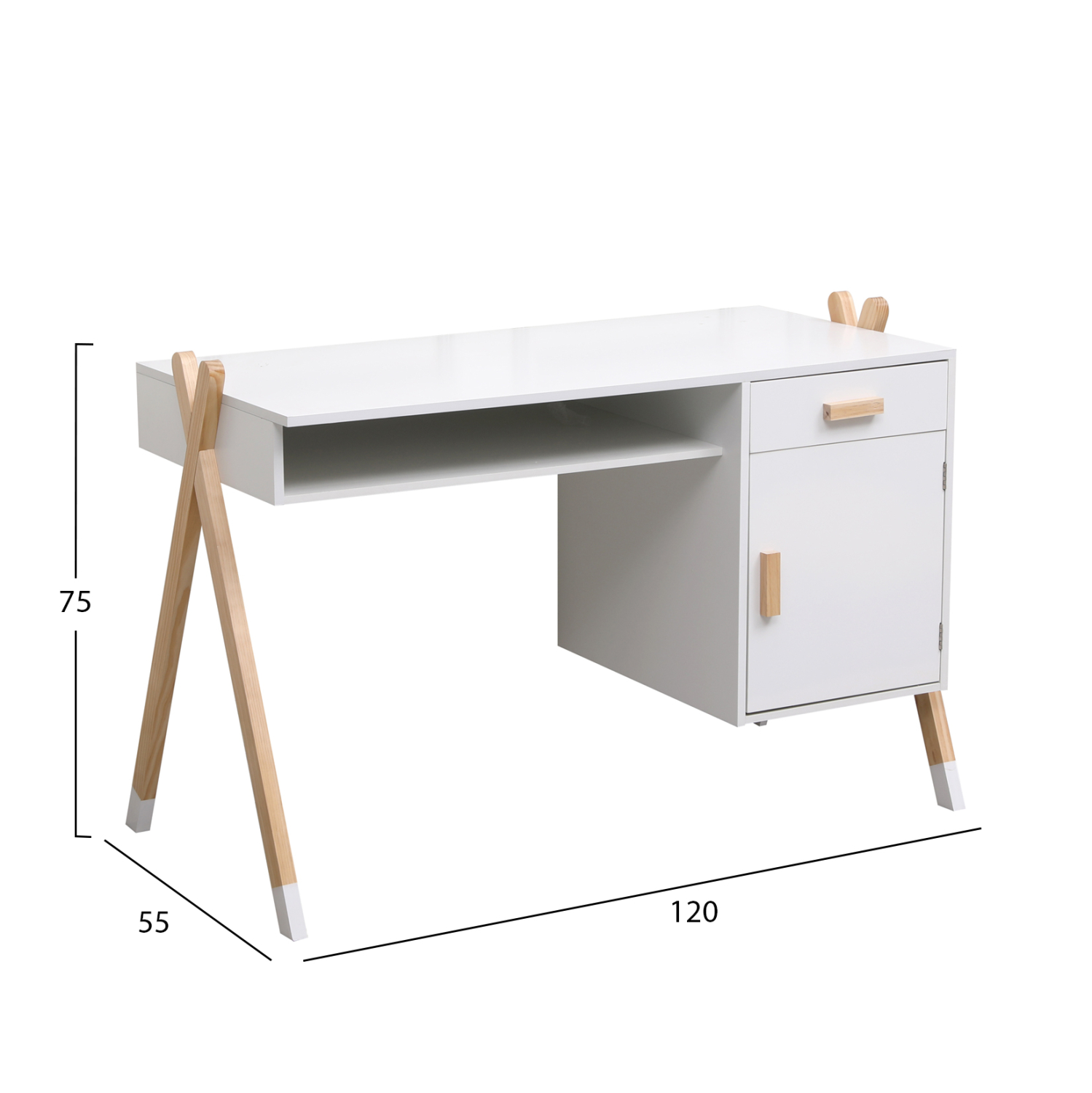 Бюро – цвят бял-натурал