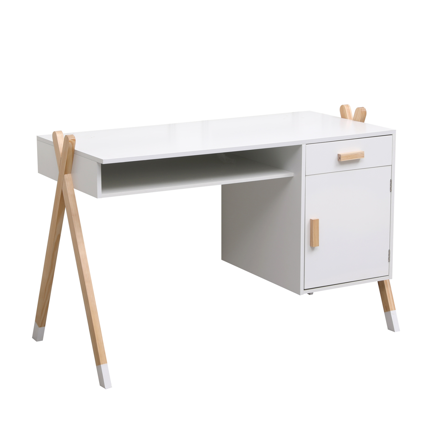 Бюро – цвят бял-натурал