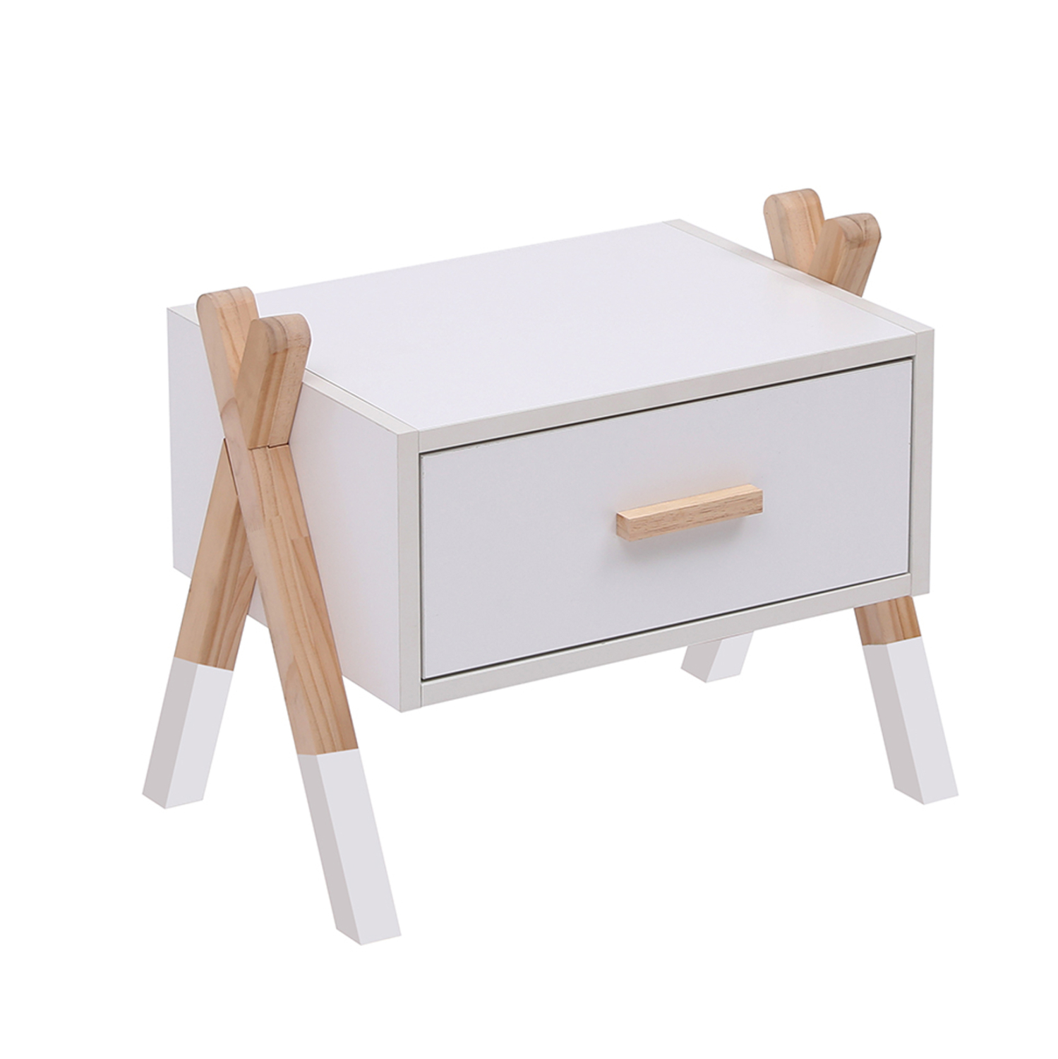 Нощно шкафче – цвят бял-натурал