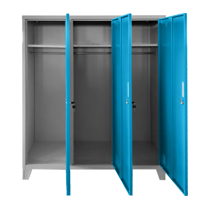 Метален шкаф Carmen CR-1604-3 JZ - сив / светлосин