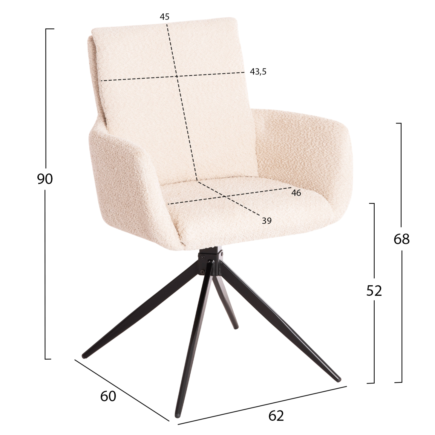 Въртящ стол букле – бежов цвят