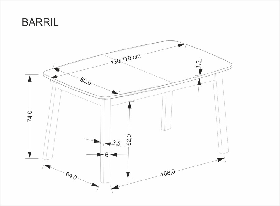 Разтегателна маса 130/170×80 – дъб занаятчия/черно